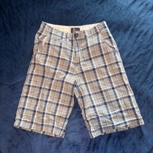 Kids Plaid Shorts - Blue and White